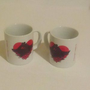 1990s Vintage Wondermug Color Changing I Love You Coffee Mugs Set of 2